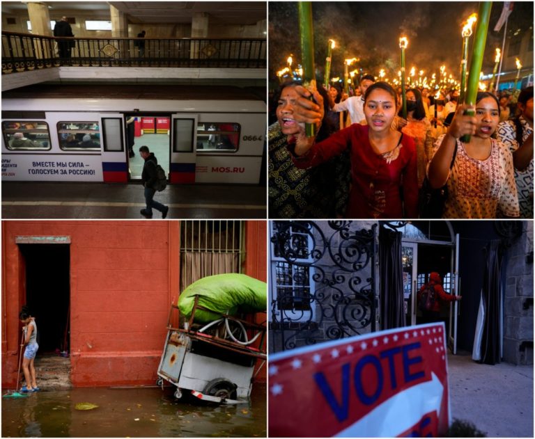 Top foto dňa (12. marec 2024): Blížiace sa americké i ruské prezidentské voľby, záplavy v Argentíne aj protesty v Indii