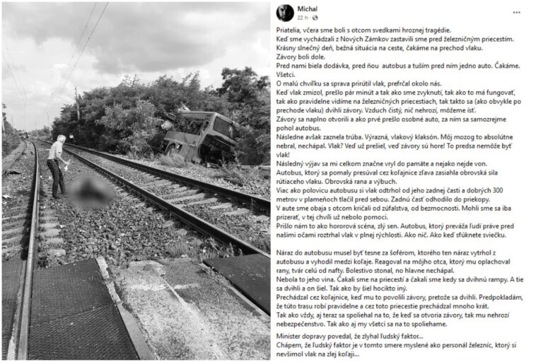 Závory sa otvorili, trúbenie vlaku a obrovská rana. Michal videl tragickú zrážku pri Nových Zámkoch na vlastné oči