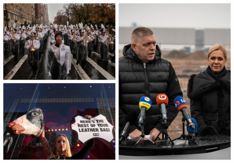 Top foto dňa (28. november 2024): Fico so Sakovou vo Valalikoch, oslavy Dňa vďakyvzdania v USA aj krvavý protest